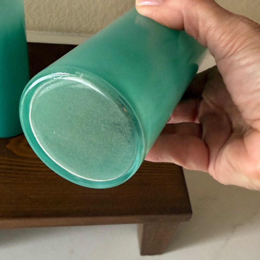 Mid Century Modern Blendo Turquoise Tom Collins Glasses Set of 2 - Picture 4 of 5